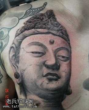 左胸释迦牟尼佛像纹身图案