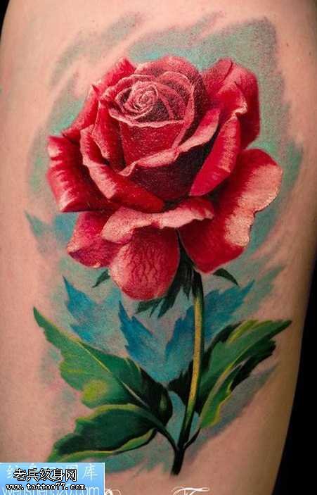 3D玫瑰花纹身图案
