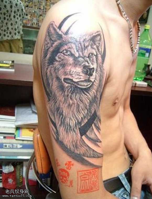 胳膊狼纹身图案
