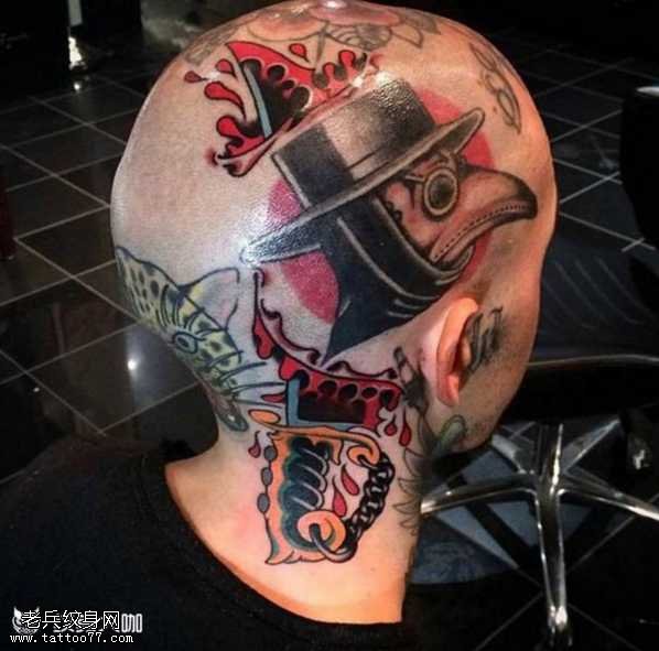 头部刺客乌鸦面具纹身图案