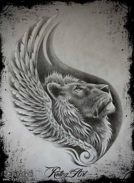 手稿狮子座纹身图案