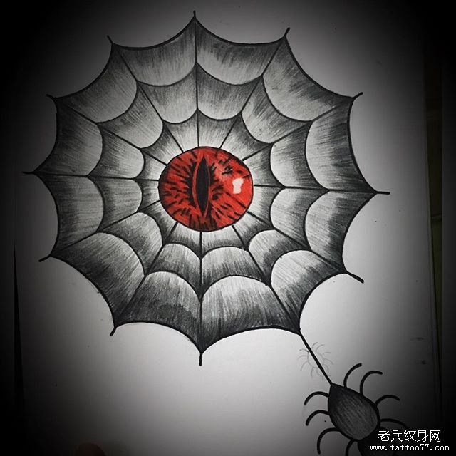 黑灰蜘蛛网纹身图案