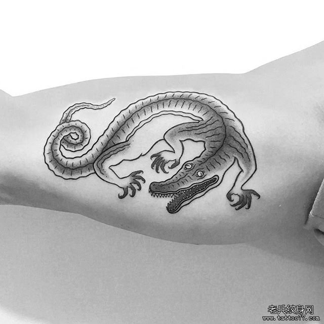 个性抽象鳄鱼纹身