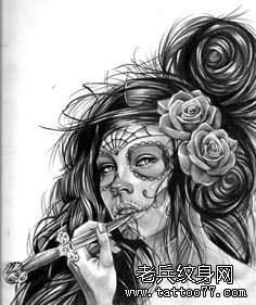 武汉最好的纹身店提供一组死亡女郎纹身图案_