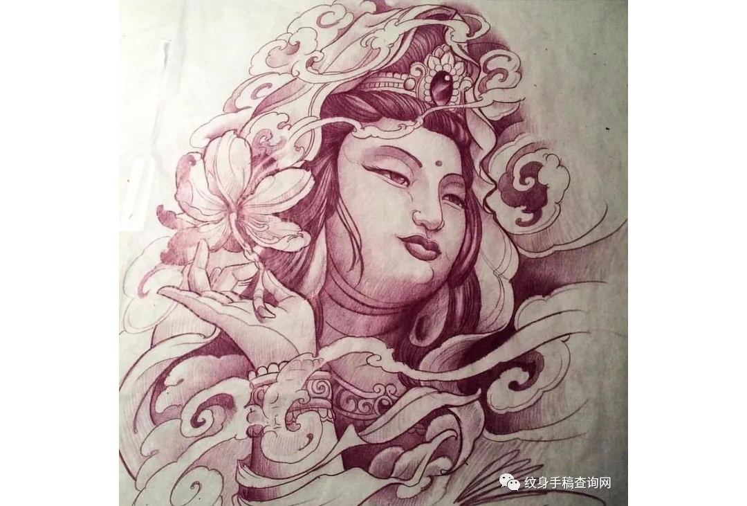 传统佛祖如来观音普贤菩萨佛头纹身手稿图片大全集