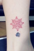 女生腿部漂亮的梵花纹身图案