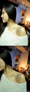 美女肩膀处时尚可爱的小鹿纹身图案