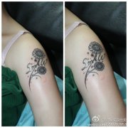 女生手臂小巧唯美的向日葵花纹身图案