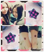 女生腿部小巧时尚的五角星纹身图案
