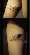 美女腿部可爱小巧的猫咪纹身图案