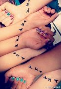 女生手腕潮流小巧的小鸟纹身图案