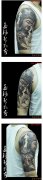 手臂潮流经典的一款石雕普贤菩萨纹身图案