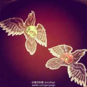一组潮流的燕子纹身手稿