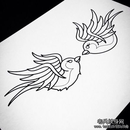 一款燕子素描由武汉纹身网推荐