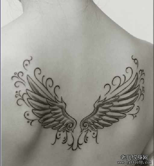 背部翅膀tattoo图案由武汉tattoo网推荐