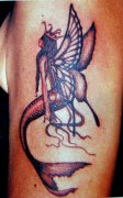 一款美人鱼翅膀纹身图案由武汉纹身网推荐