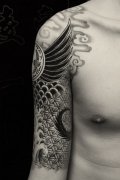胳膊个性浪花刺绣纹身图案