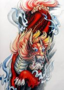 满背麒麟纹身图案图片来自武汉纹身网