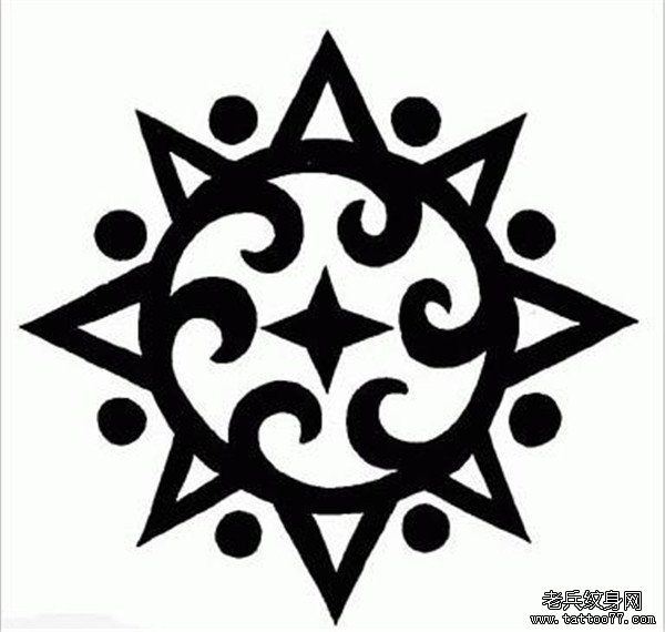 图腾太阳纹身图案由武汉最好的纹身店推荐
