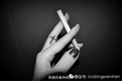 武汉最好的刺青店推荐一款手指十字架纹身图案