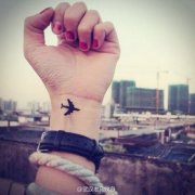 武汉纹身店推荐一款女性小清新飞机纹身图案