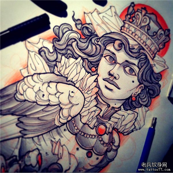 武汉最好的纹身店推荐一款个性人物手稿图案