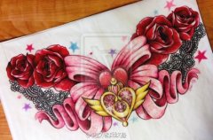 玫瑰花蕾丝边纹身图案由武汉最好的纹身店推荐