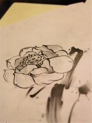 水墨莲花纹身手稿图案由武汉纹身提供