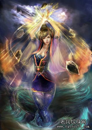女娲补天纹身手稿图案由武汉纹身推荐