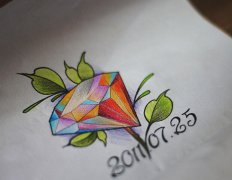 彩色钻石手稿图案由武汉最好的刺青店推荐