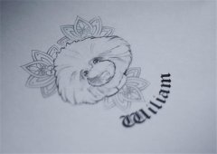 武汉最好的纹身店推荐一款汪星人手稿图案