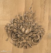 莲花纹身手稿图案由武汉最好的纹身店推荐