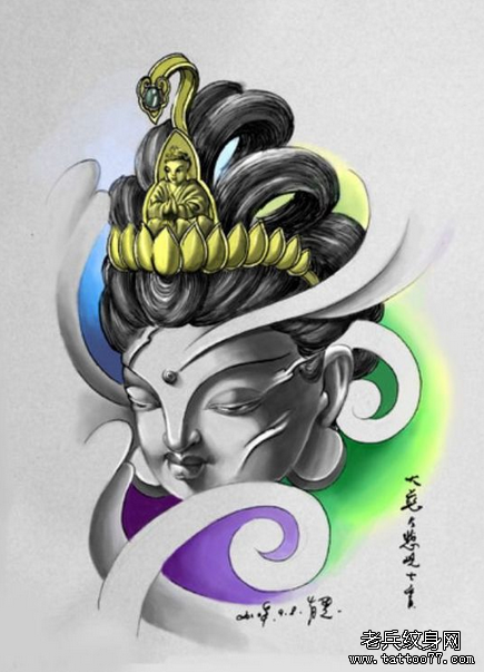 佛纹身手稿图案
