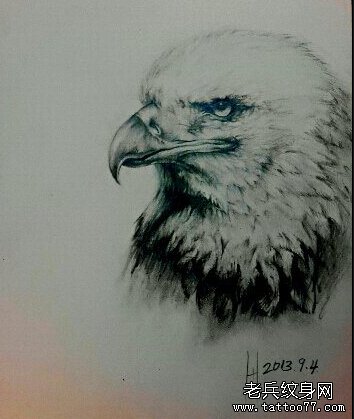 素描老鹰纹身图案由武汉纹身店推荐