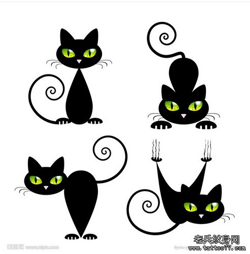 一款猫咪纹身图案由武汉最好的纹身店推荐