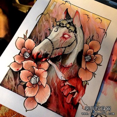 彩色马纹身图案由武汉最好的纹身店推荐