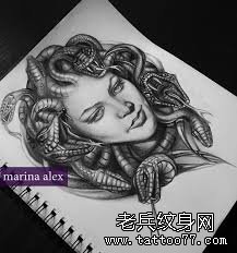 美杜莎纹身手稿图案