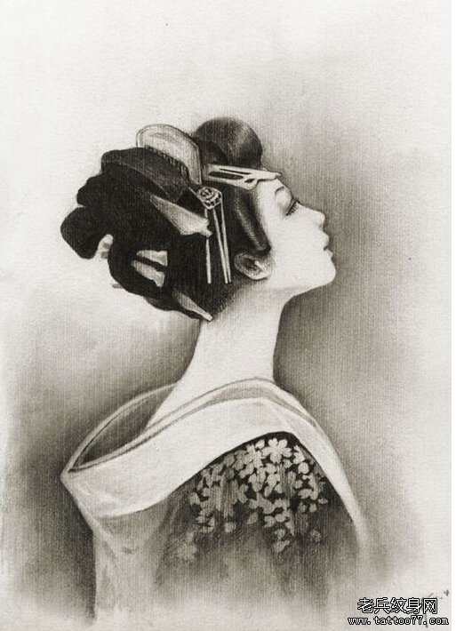 素描艺妓纹身