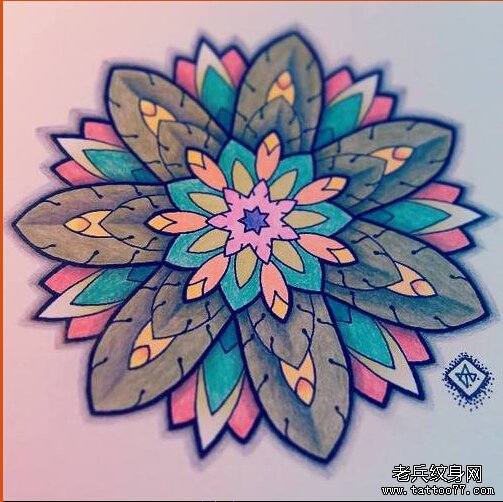 彩色梵花纹身图案
