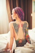 tattoo girl翅膀花臂纹身图案由武汉最好的纹身馆提供