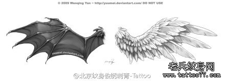 天使与恶魔翅膀纹身图案