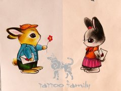 卡通兔子纹身图案由武汉纹身店提供