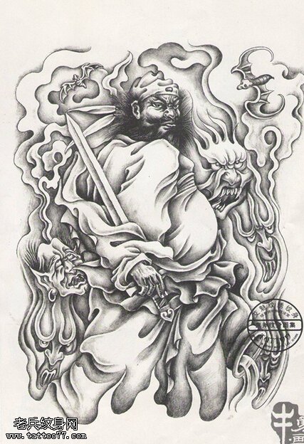 满背钟馗纹身图片