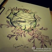 彩色可爱的招财猫纹身图案大全