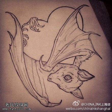 蝙蝠纹身手稿图案