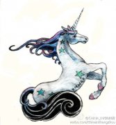 独角兽纹身手稿图案由武汉纹身馆提供