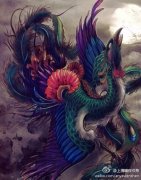 武汉最好的纹身店推荐一款彩色凤凰纹身手稿图案