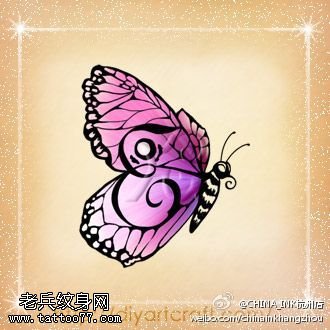 蝴蝶纹身手稿图案