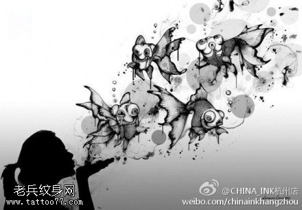 个性金鱼纹身图片