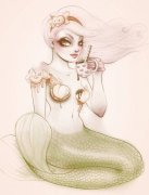 武汉最好的刺青店推荐一款卡通美人鱼纹身手稿图案